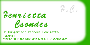 henrietta csondes business card